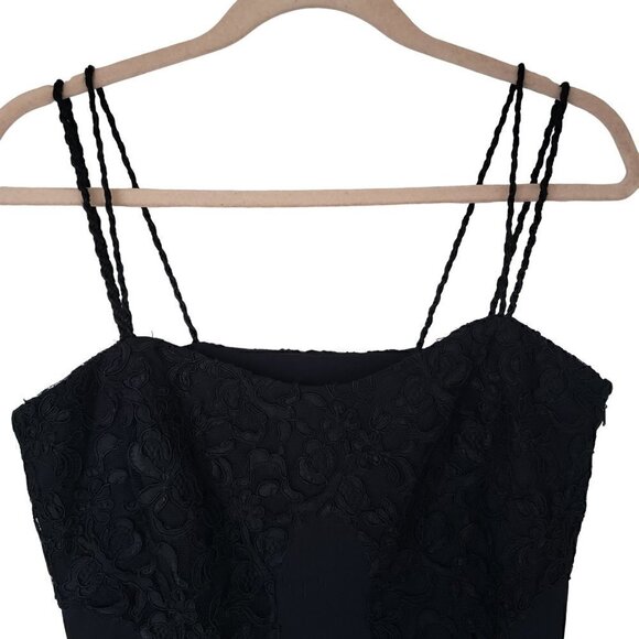 Vintage 90s Y2K Little Black Dress By Andrea Polizzi With Corded Lace Detail - Picture 5 of 8